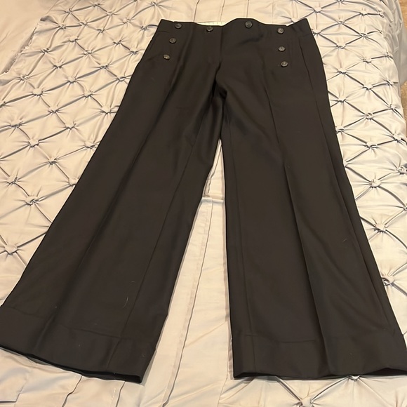 Black J Crew size 10 City Fit trousers with button detail and cuffed legs - Picture 3 of 4